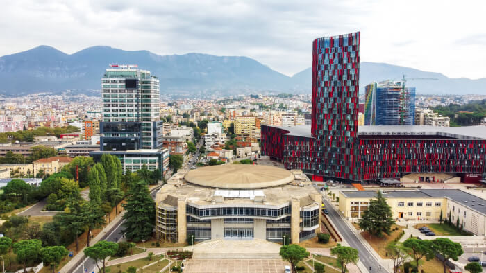 Centro di Tirana vista drone Albania