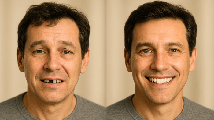 Before and after dental implant alt