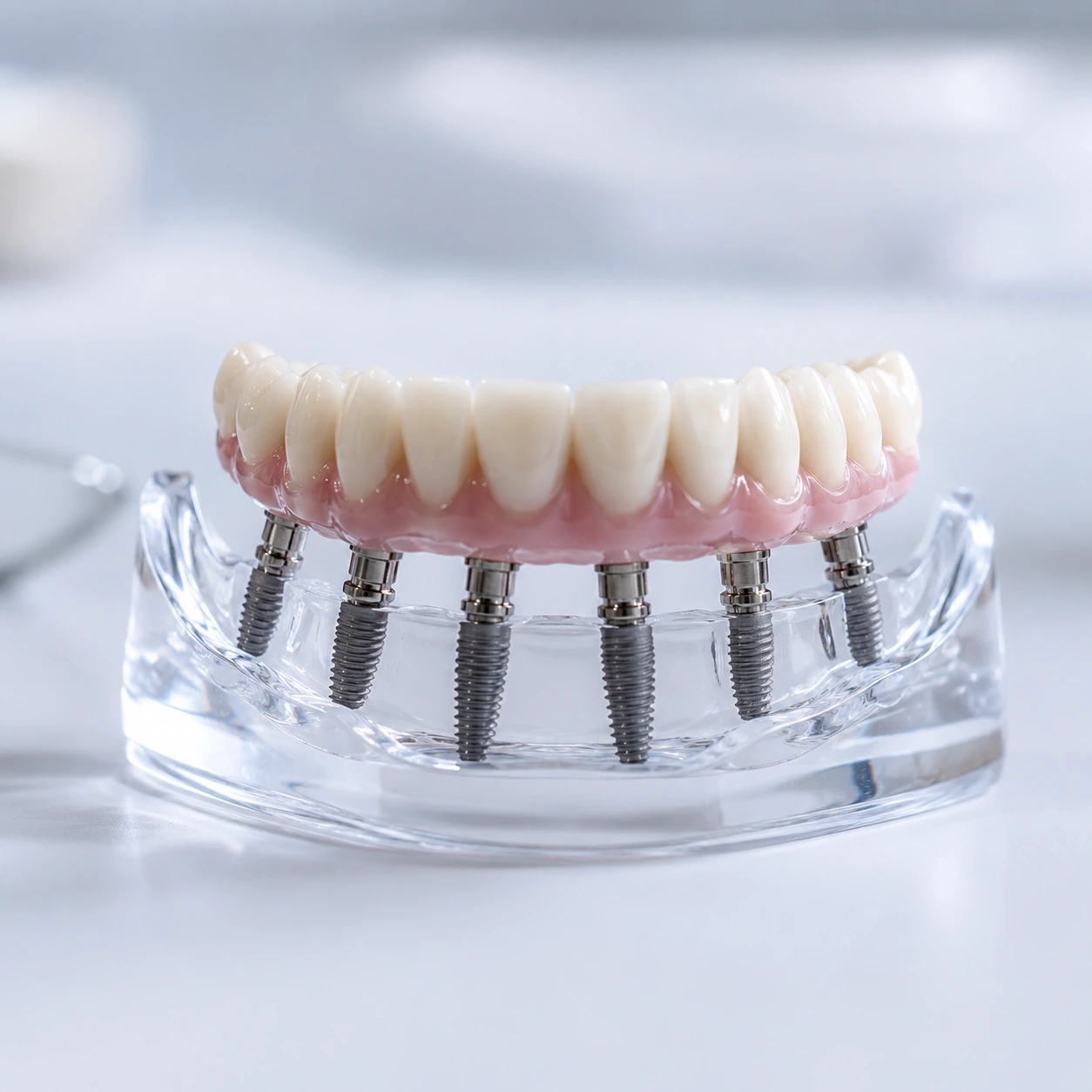 Paziente sorridente dopo un percorso di implantologia dentale a Tirana