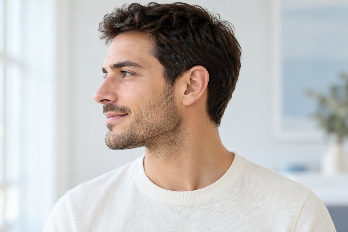 Risultato dell'otoplastica: orecchie proporzionate al viso